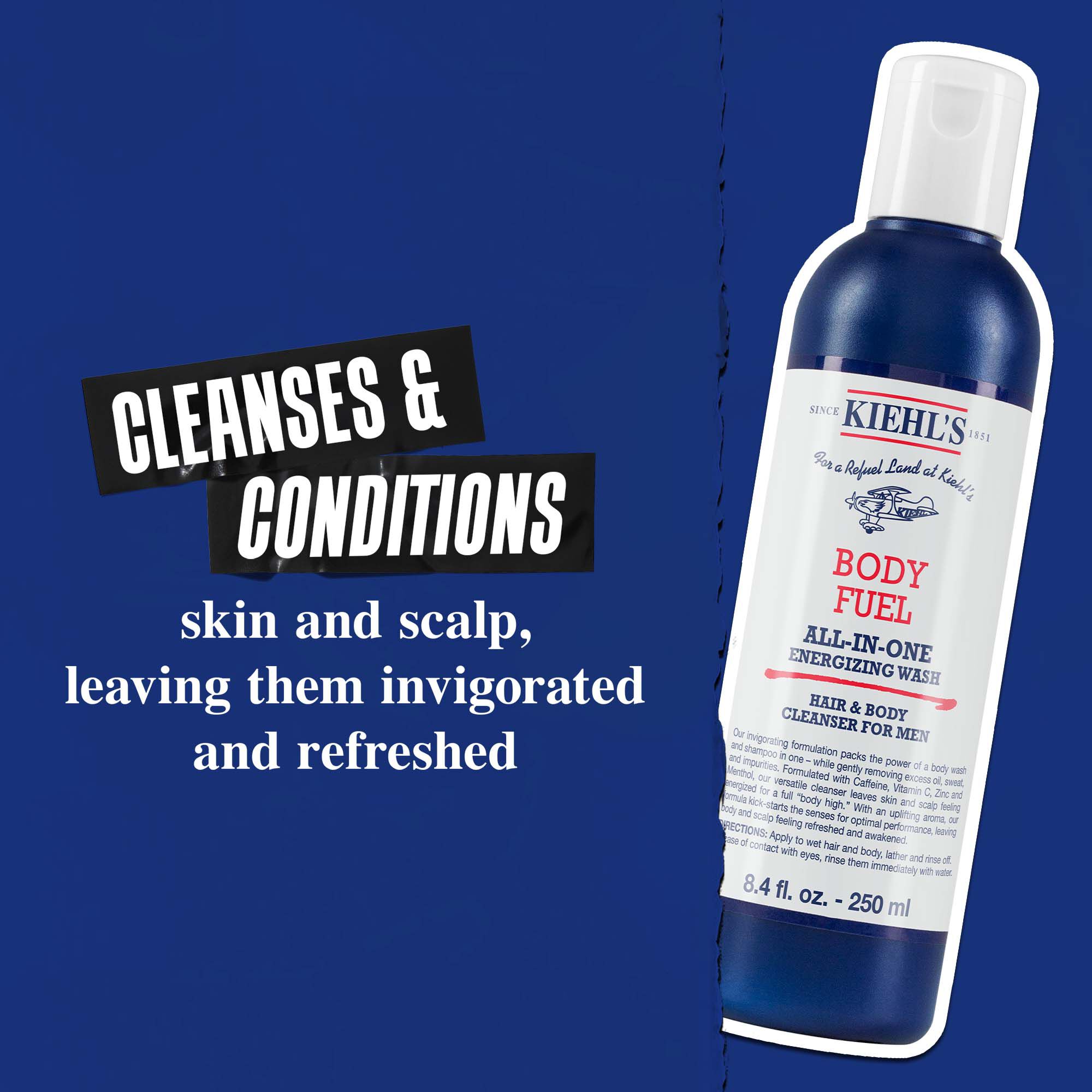 Body Fuel All-In-One Energizing Wash: deterge e condiziona pelle, capelli e cuoio capelluto, lasciandoli rinvigoriti e freschi.