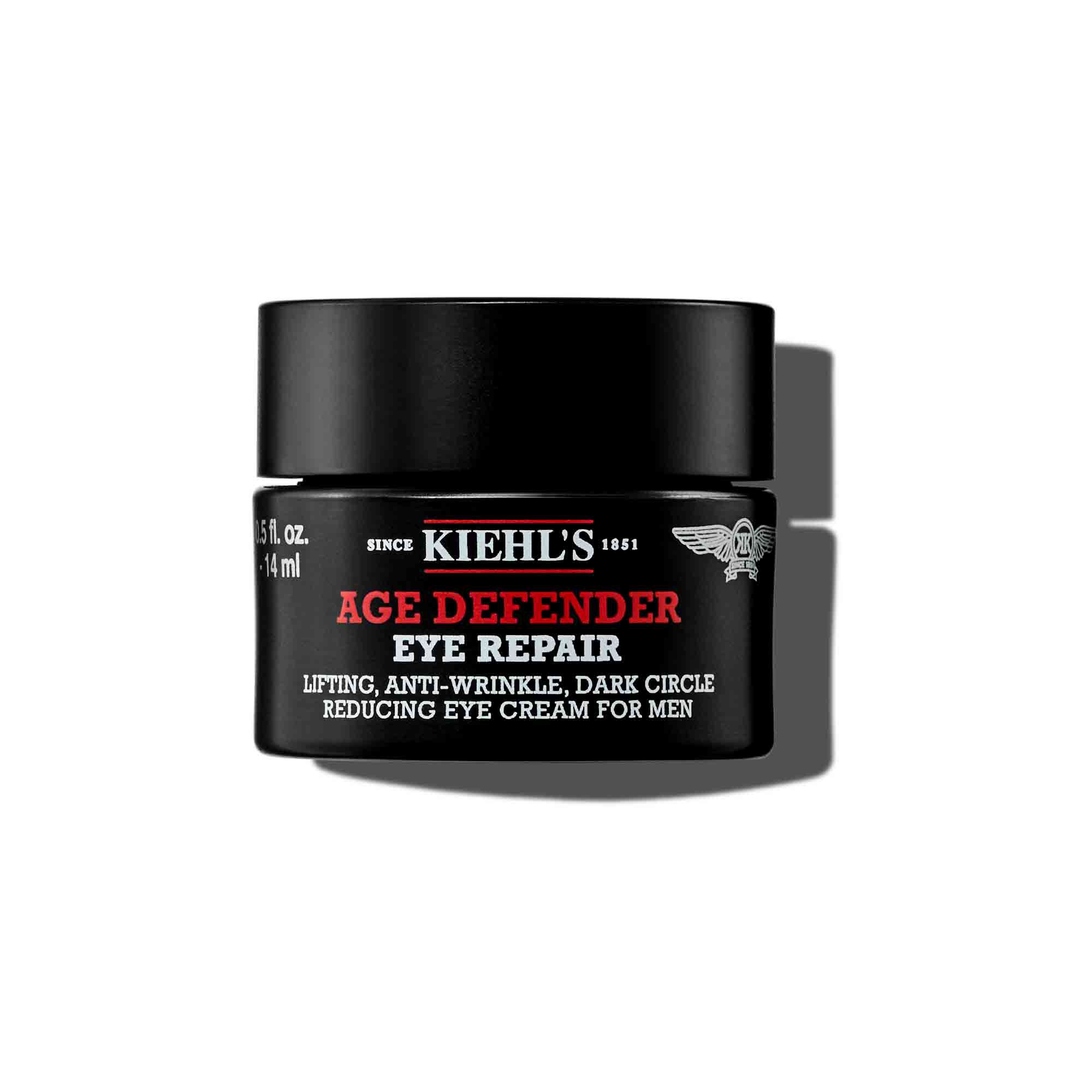 Un barattolo da 14 ml di Kiehl's Age Defender Eye Repair su sfondo bianco.