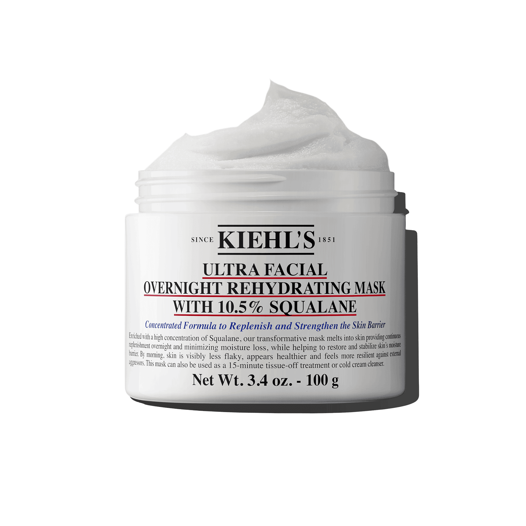 Kiehls Ultra Facial Overnight Rehydrating Mask con 10.5% di Squalano Maschera Notte Idratante Per Il Viso