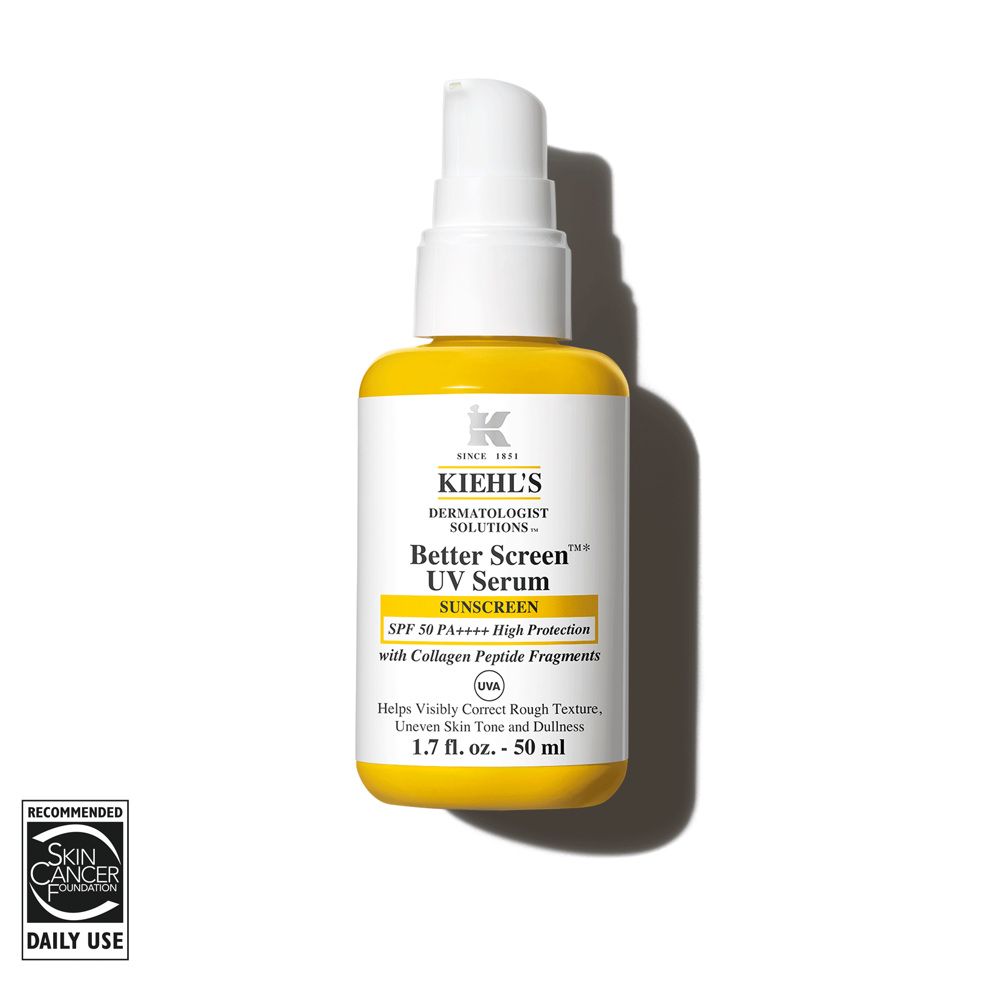 Kiehls Better Screen™ UV Serum Un Siero Leggero Solare Con Peptide Di Collagene Che Aiuta A Proteggere Dai Danni Solari E A Correggere Visibilmente I 
