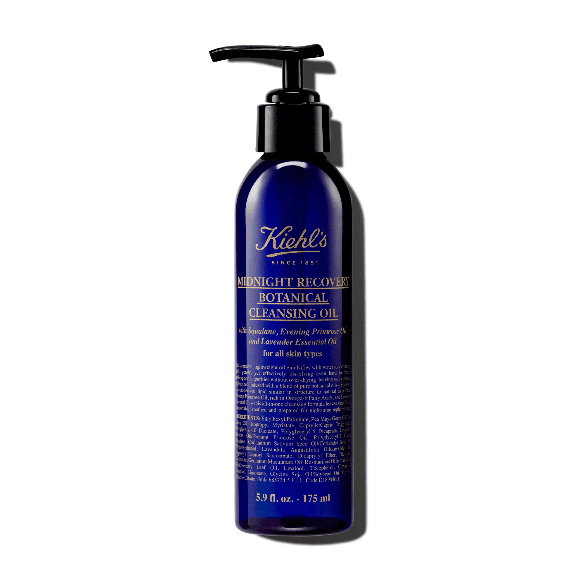 Kiehls Midnight Recovery Botanical Cleansing Oil Olio Struccante Olio Detergente Struccante Per Viso E Occhi, Ultra Delicato, Nutriente E Adatto A Tut