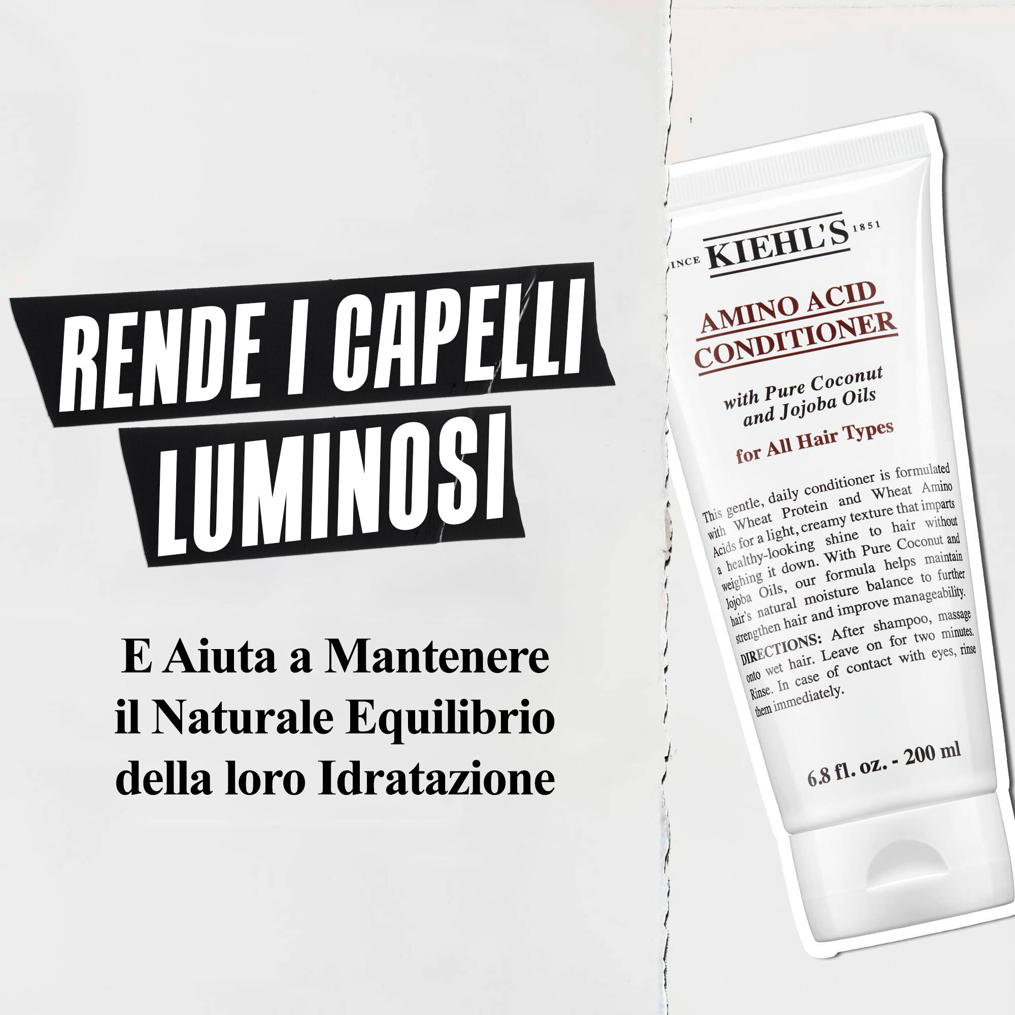 Balsamo ad Amminoacidi Kiehl's - valorizza la lucentezza e aiuta a mantenere l'equilibrio naturale di idratazione dei capelli