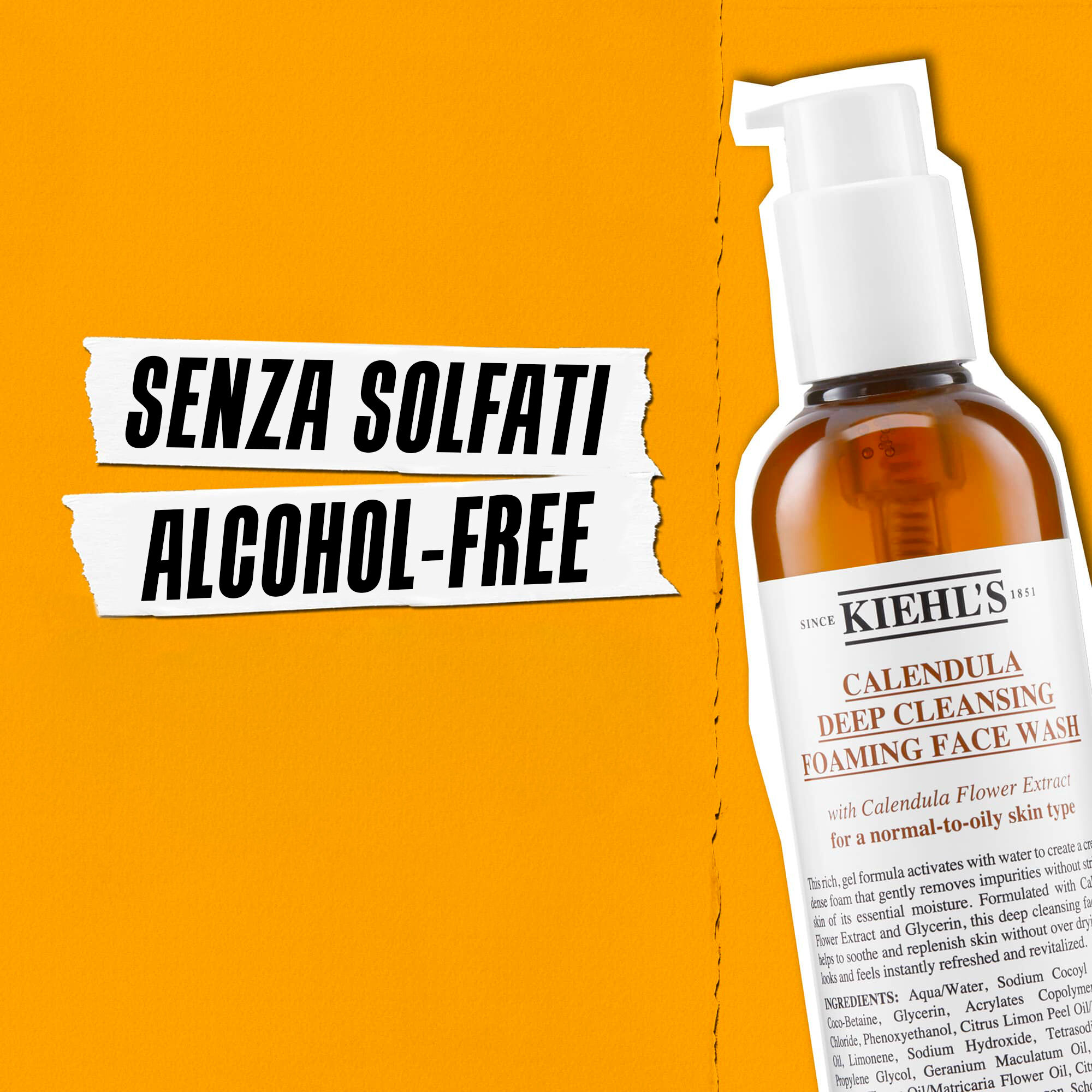 Kiehl's Calendula Deep Cleaning Foaming Face Wash e privo di solfati, privo di alcol e non aggressivo