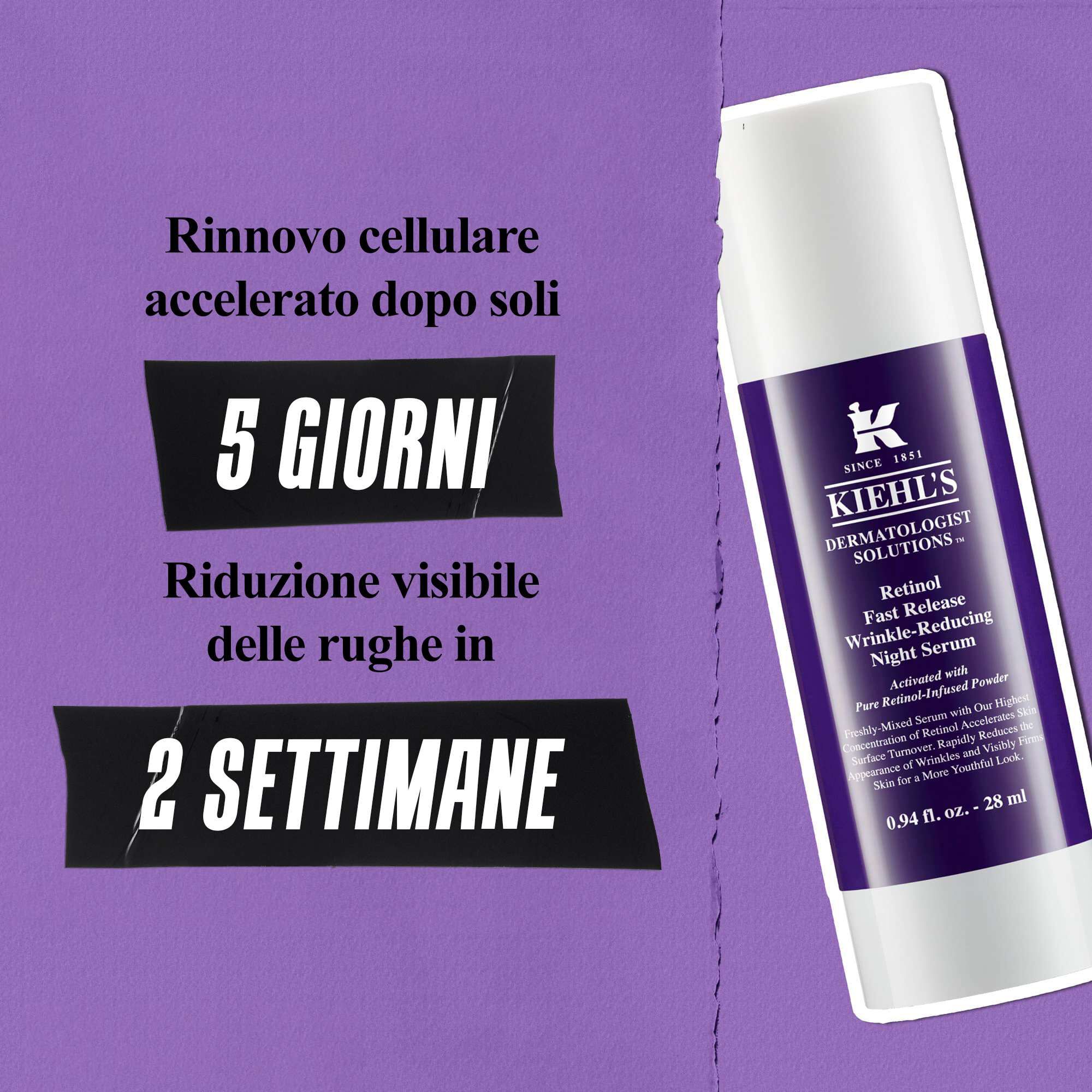 Il siero notte Retinol Fast Release riduce visibilmente le rughe sottili in 5 giorni e le rughe in 2 settimane