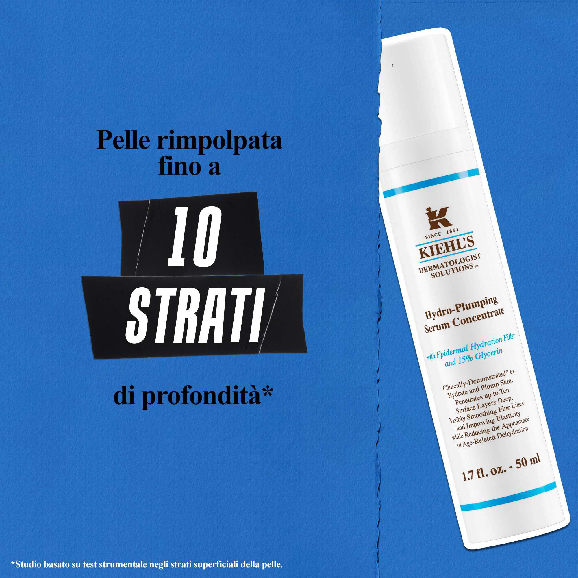 Kiehl's Hydro Plumping Serum Concentrate penetra fino a 10 strati in profondita per rimpolpare visibilmente la pelle
