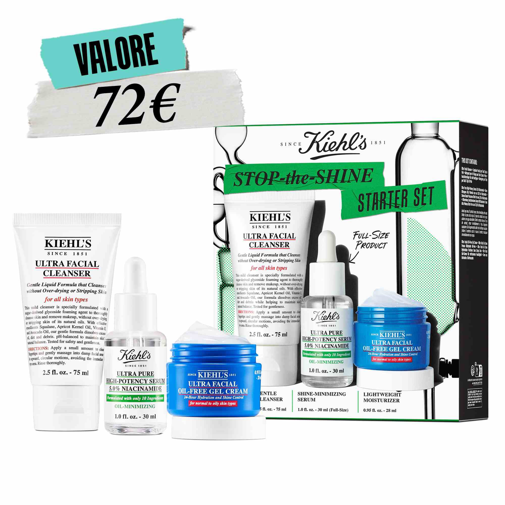 Stop-The-Shine Starter Set Un Potente Trio Di Prodotti Essenziali Per La Cura Della Pelle Per Mantenere Sotto Controllo L'Eccesso Di Sebo Con Il Nostro Delicato Detergente Viso, Il Siero Al 5% Di Niacinamide E La Crema Viso Idratante