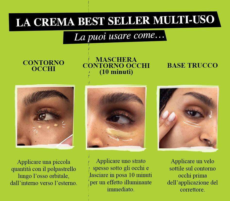 La crema best-seller multi-uso: contorno occhi, maschera contorno occhi, base