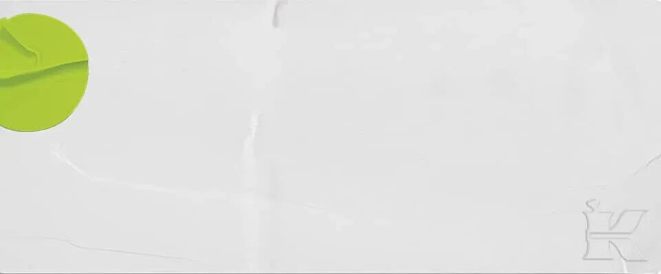 Un foglio bianco con un'etichetta verde e un logo stilizzato in basso a destra.